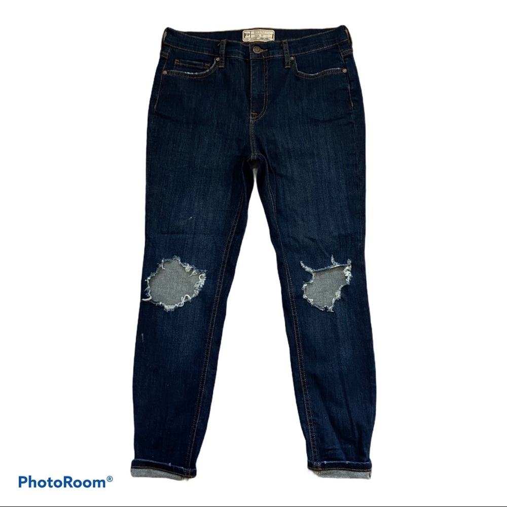 Free People High Rise Ripped Knee Jean Jeg…
